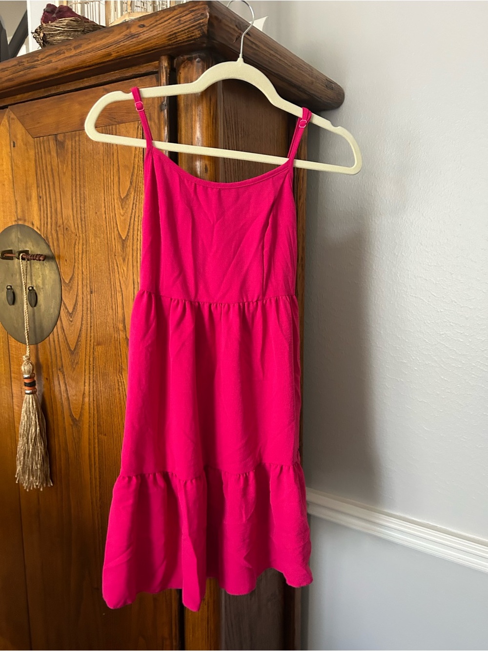 Altar'd State Hot Pink Tiered Camisole Dress